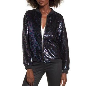 Soprano Blue Green Neptune Sequin Bomber Jacket